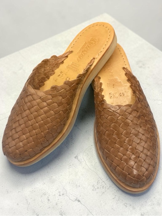 Shoes - Woven Leather Slip-On Mules in Brown